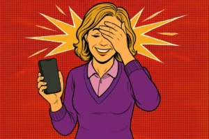 vrouw met een telefoon